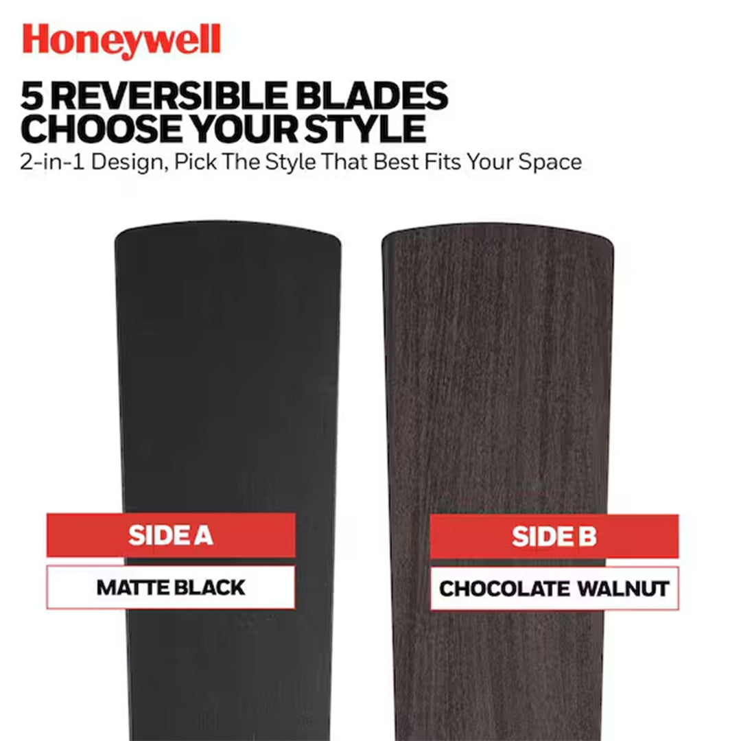 Honeywell Schilling 52" Ceiling Fan w/ Remote, & Reversible Blades, Matte Black