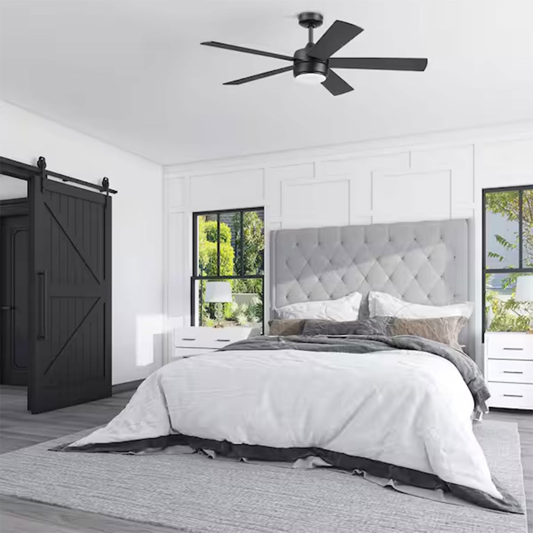 Honeywell Schilling 52" Ceiling Fan w/ Remote, & Reversible Blades, Matte Black