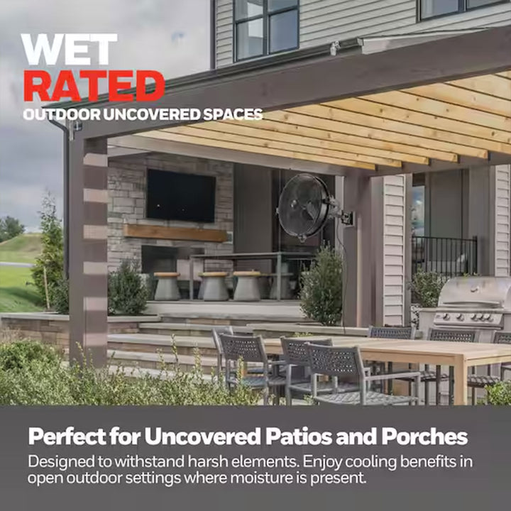 Mule Outdoor 18" Fan, Omni-Reach  Extended Wall Mount, 300-Degree Swivel, 53031