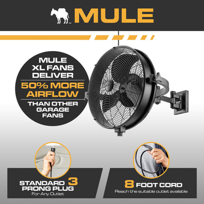 Mule Outdoor Wall Fan XL 18" Wet-Rated Wall Fan w/3 Speeds, Black (Open Box) - VMInnovations