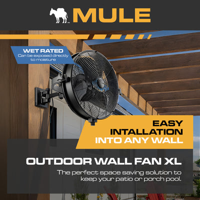 Mule Outdoor Wall Fan XL 18 Inch Wet-Rated Wall Fan with 3 Speeds, (Used) - VMInnovations