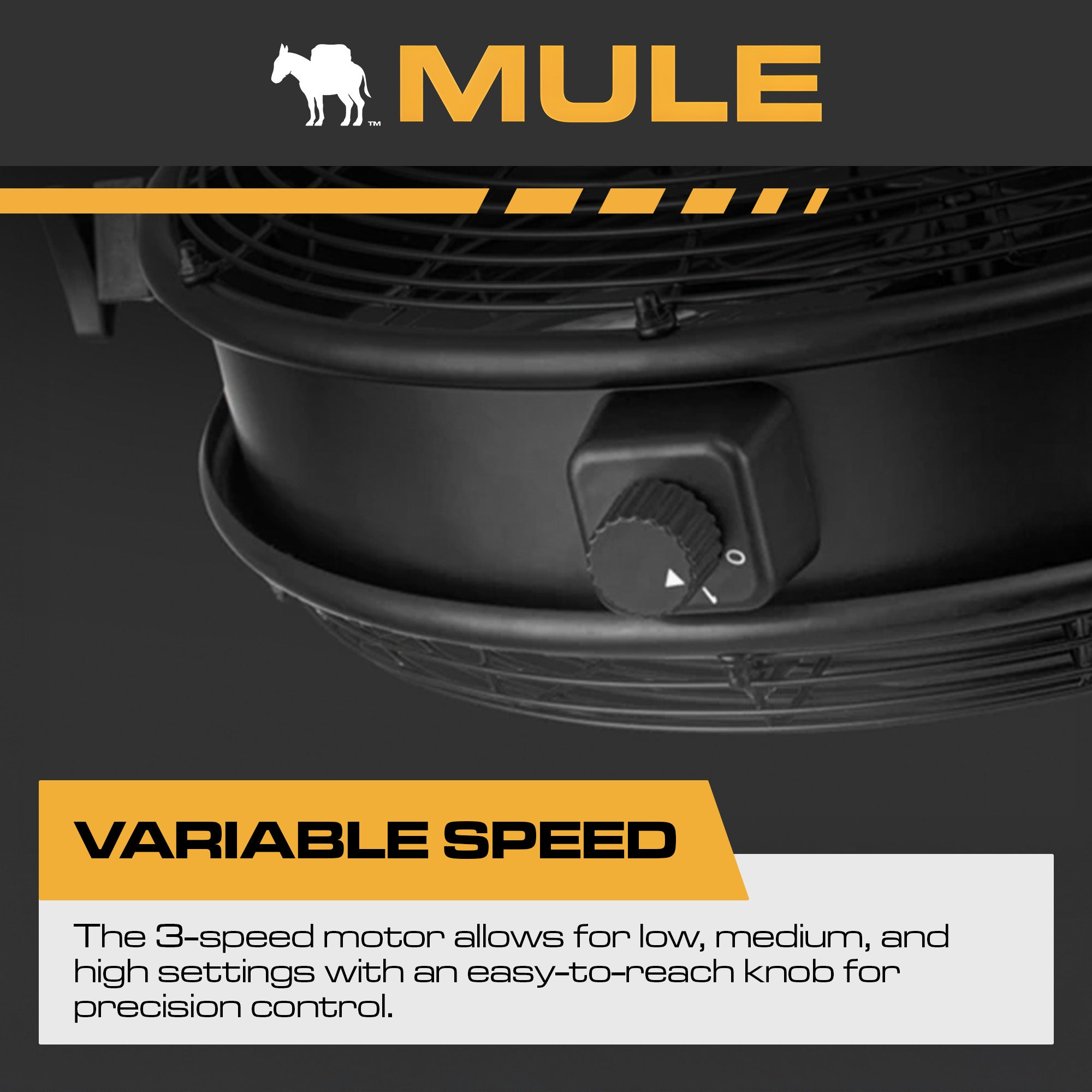 Mule Outdoor Wall Fan XL 18" Wet-Rated Wall Fan w/3 Speeds, Black (Open Box) - VMInnovations