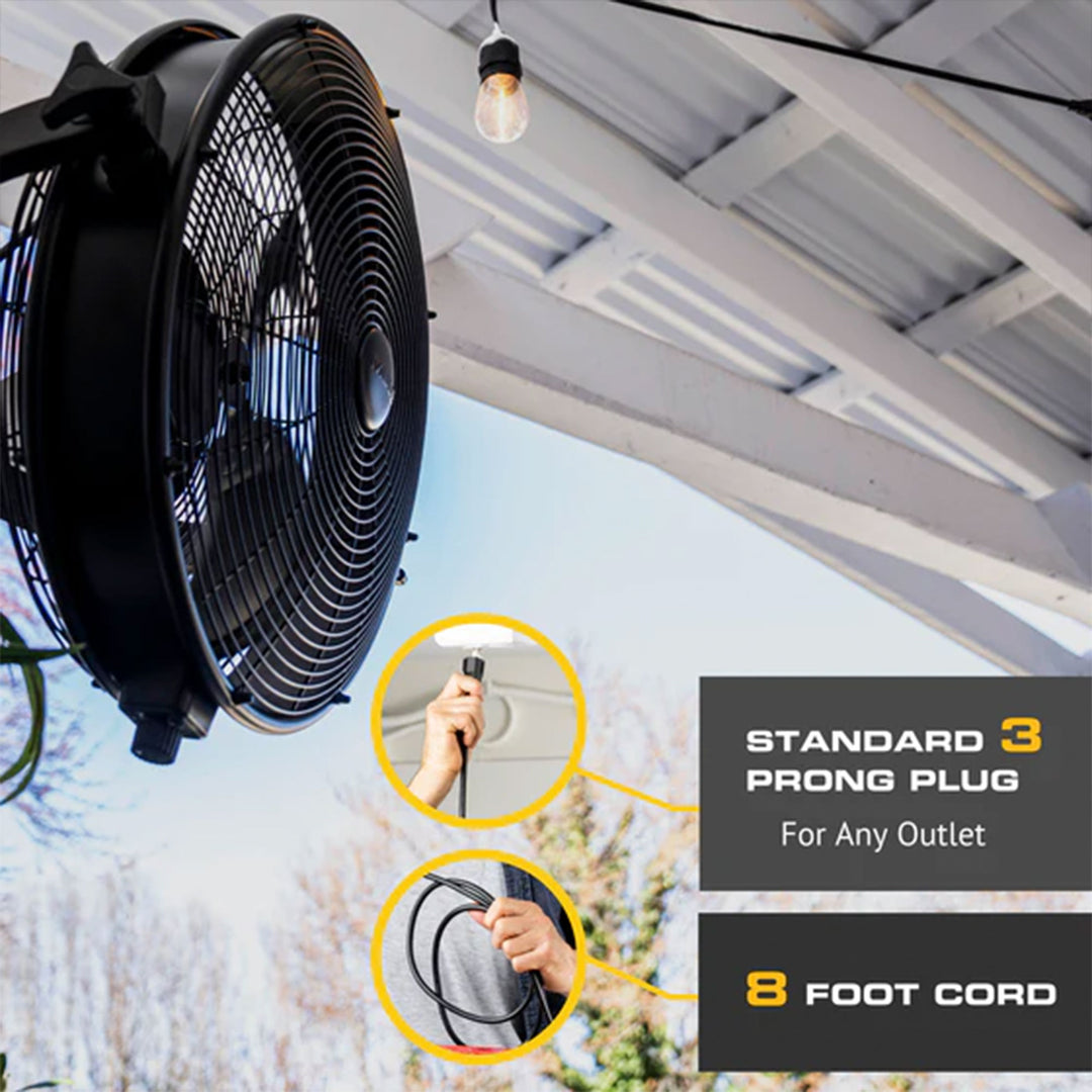 Mule Outdoor Wall Fan XL 18" Wet-Rated Wall Fan w/3 Speeds, Black (Open Box)