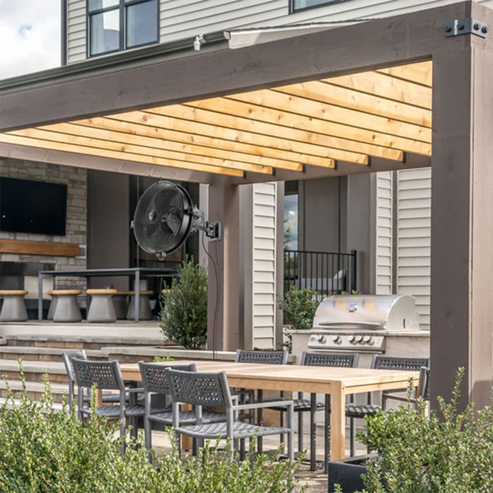 Mule Outdoor Wall Fan XL 18 Inch Wet-Rated Wall Fan with 3 Speeds, Matte Black