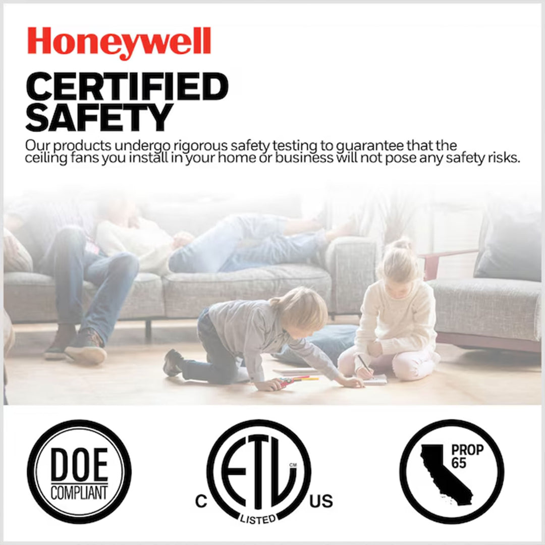 Honeywell Braystone 42 Inch Indoor LED Ceiling Fan with Pull Chain, Matte Black