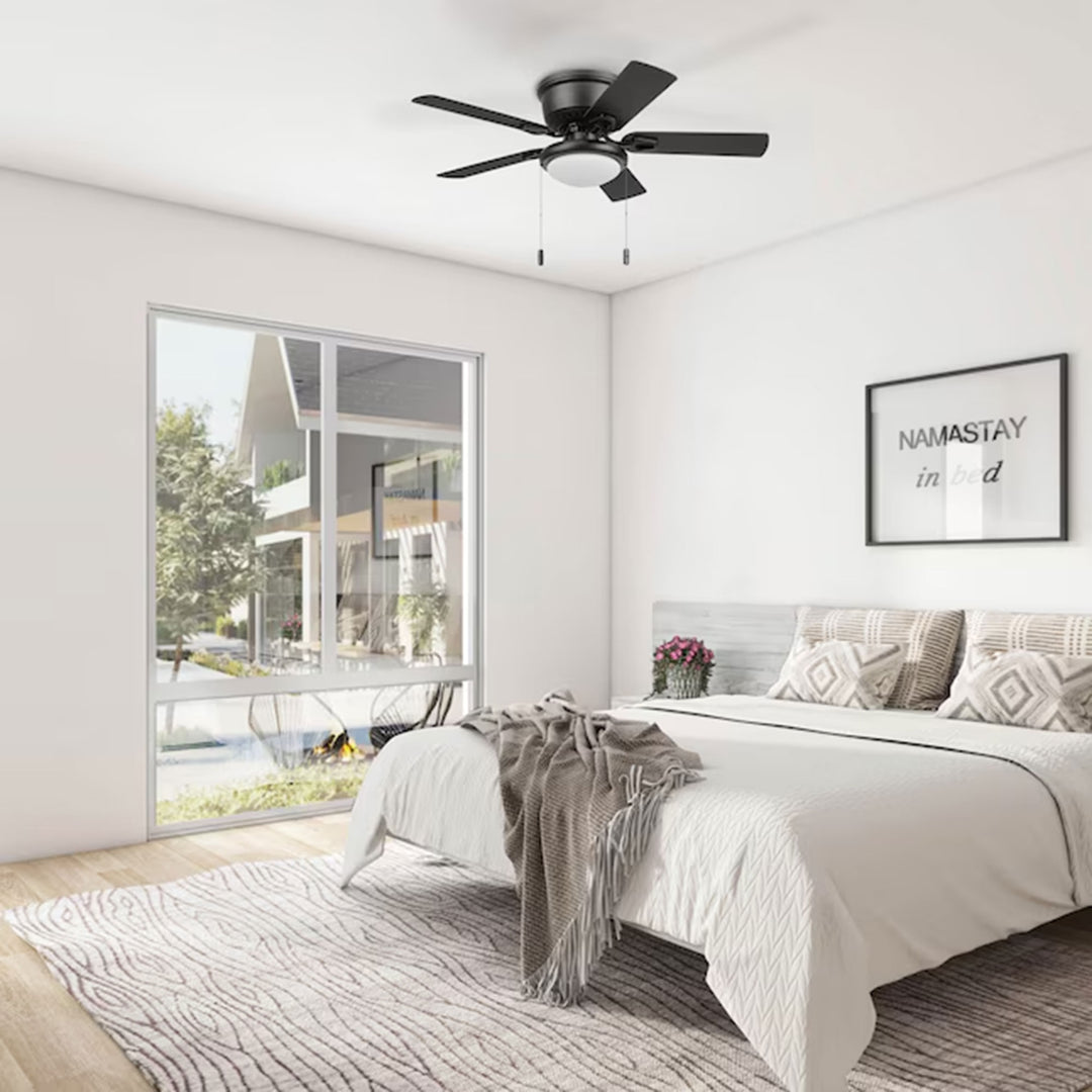 Honeywell Braystone 42 Inch Indoor LED Ceiling Fan with Pull Chain, Matte Black