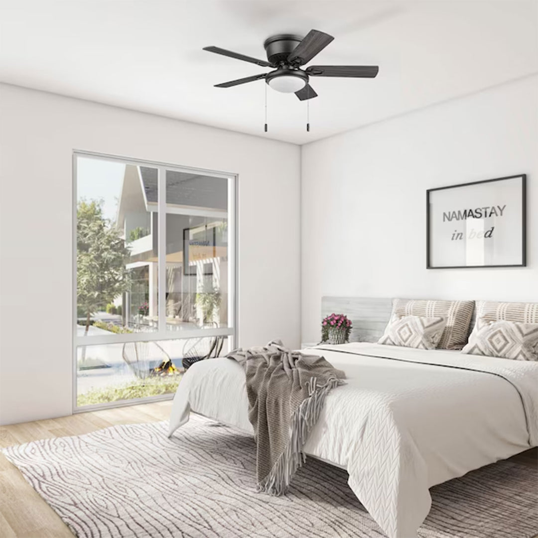 Honeywell Braystone 42 Inch Indoor LED Ceiling Fan with Pull Chain, Matte Black