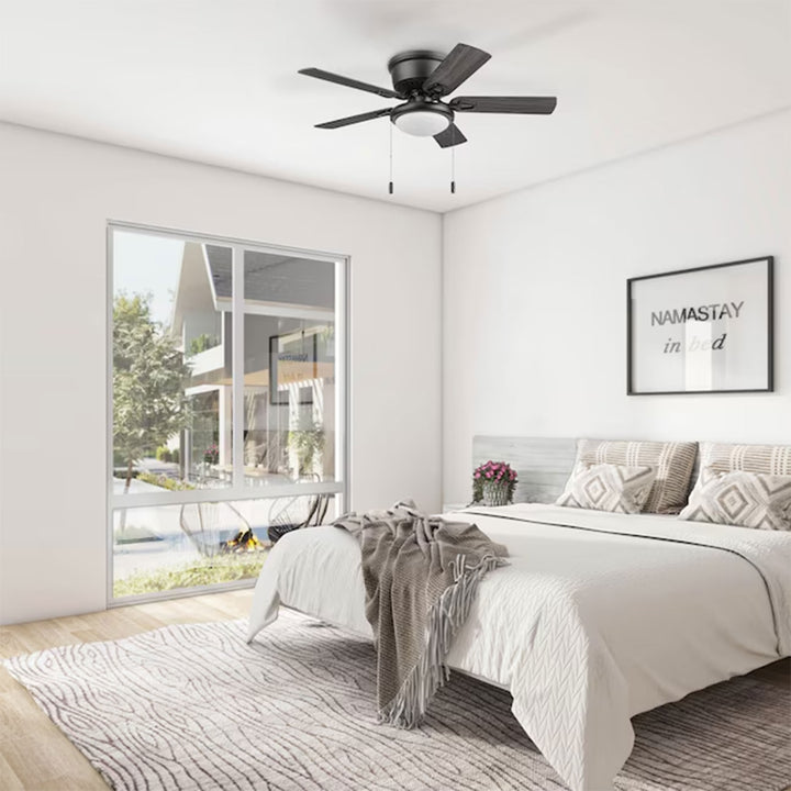 Honeywell Braystone 42 Inch Indoor LED Ceiling Fan with Pull Chain, Matte Black