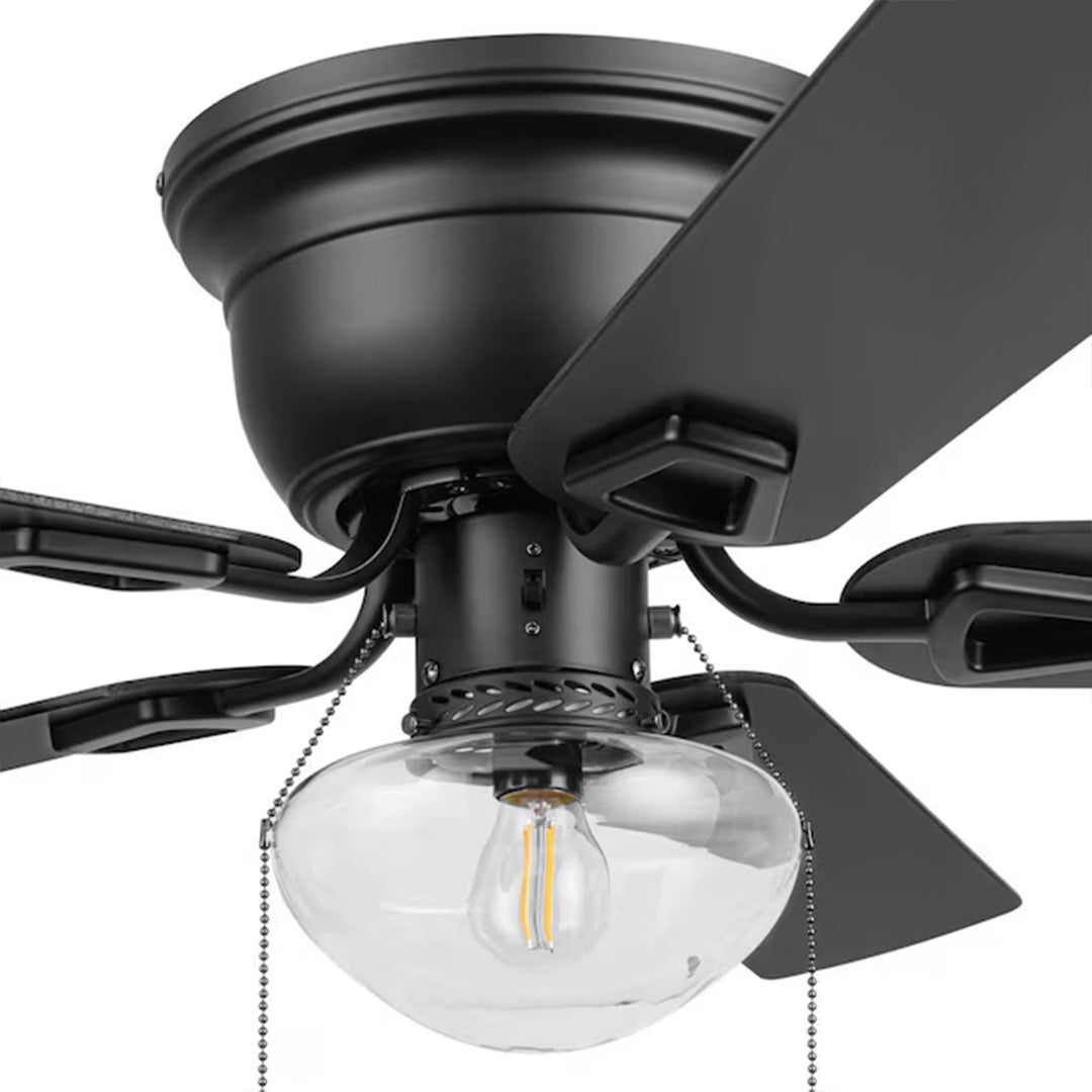 Honeywell Halle 42 Inch Indoor LED Ceiling Fan with Pull Chain, Matte Black