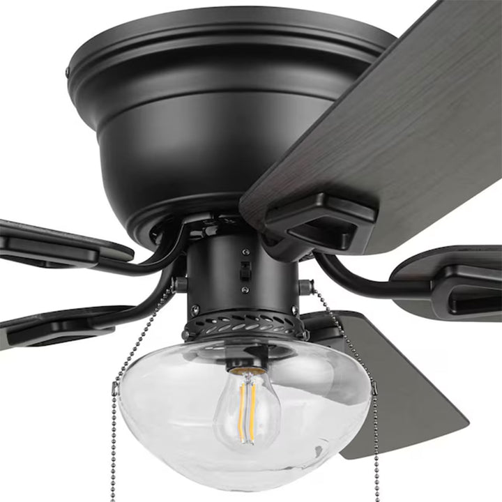 Honeywell Halle 42 Inch Indoor LED Ceiling Fan with Pull Chain, Matte Black