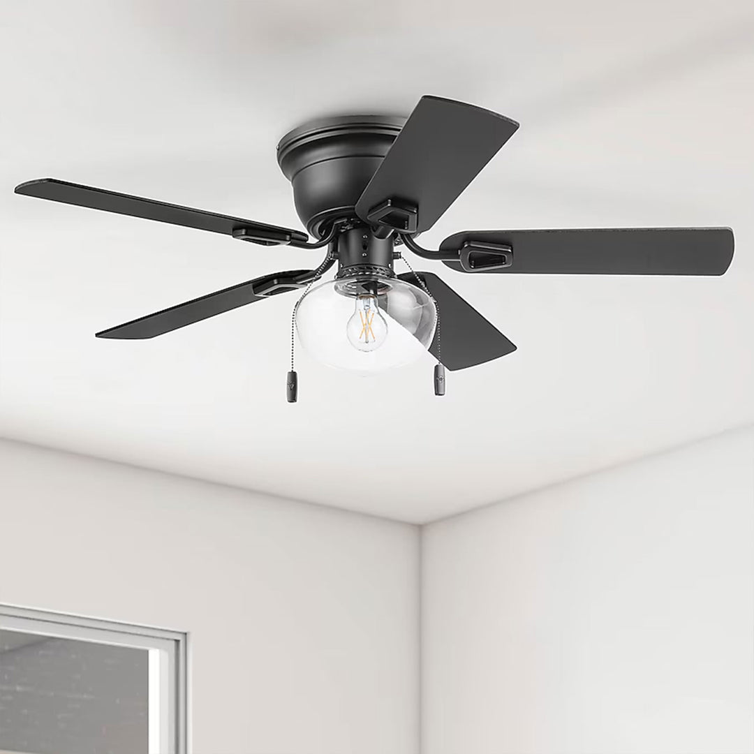 Honeywell Halle 42 Inch Indoor LED Ceiling Fan with Pull Chain, Matte Black