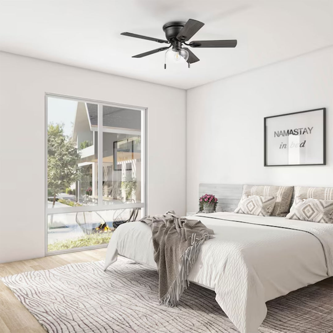 Honeywell Halle 42 Inch Indoor LED Ceiling Fan with Pull Chain, Matte Black