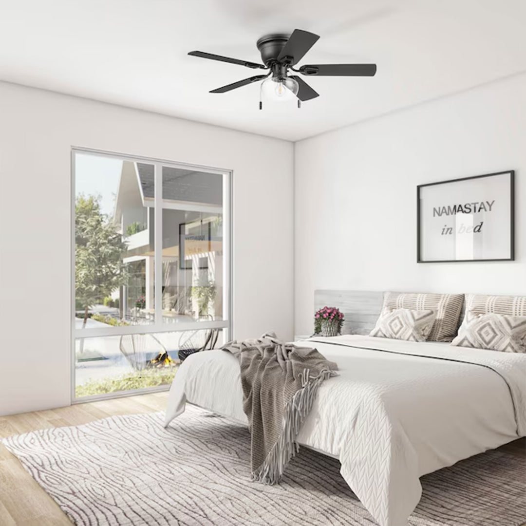 Honeywell Halle 42 Inch Indoor LED Ceiling Fan with Pull Chain, Matte Black