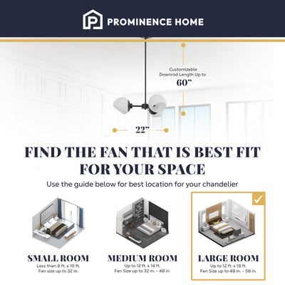 Prominence Home Stoll 3-Light Chandelier with Opal Glass Globes, Matte Black