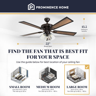 Prominence Home Glenmont, Farmhouse LED Ceiling Fan with Light,  (For Parts) - VMInnovations