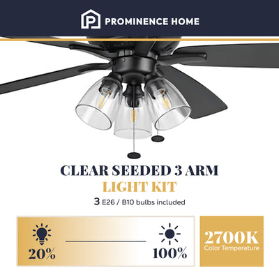 Prominence Home Glenmont 52" Indoor LED Ceiling Fan with Pull Chain, Matte Black - VMInnovations