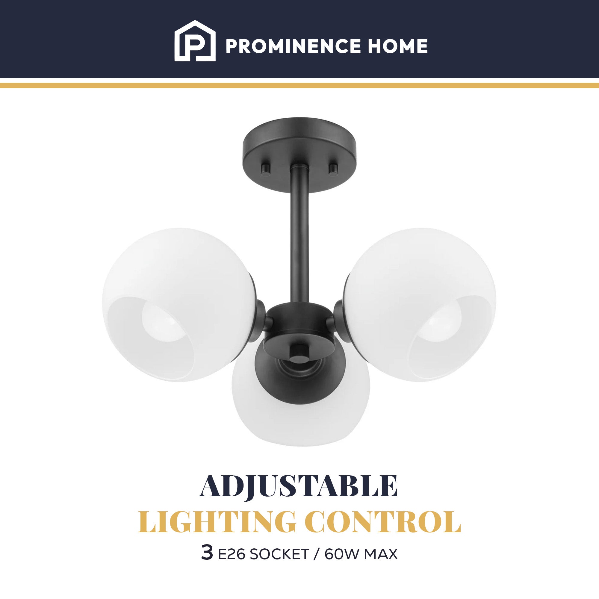 Prominence Home Stoll Semi-Flush 3-Light Chandelier with Opal Glass (Open Box) - VMInnovations