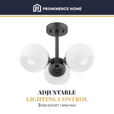 Prominence Home Stoll Semi-Flush 3-Light Chandelier with Opal Glass (Open Box) - VMInnovations