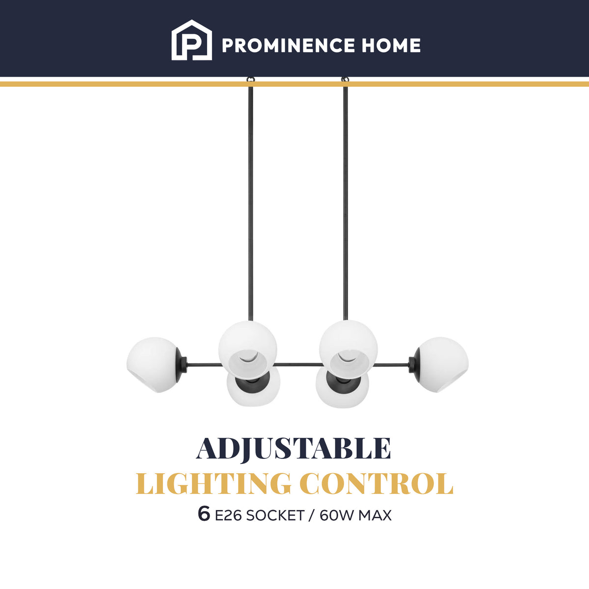 Prominence Home Stoll 6-Light Chandelier with Opal Glass Globes, Matte Black
