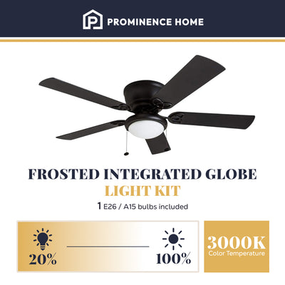 Prominence Home 52" Indoor LED Ceiling Fan w/Pull Chain, Matte Black (Open Box)