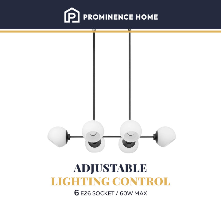 Prominence Home Stoll 6-Light Chandelier with Opal Glass Globes, Matte Black - VMInnovations