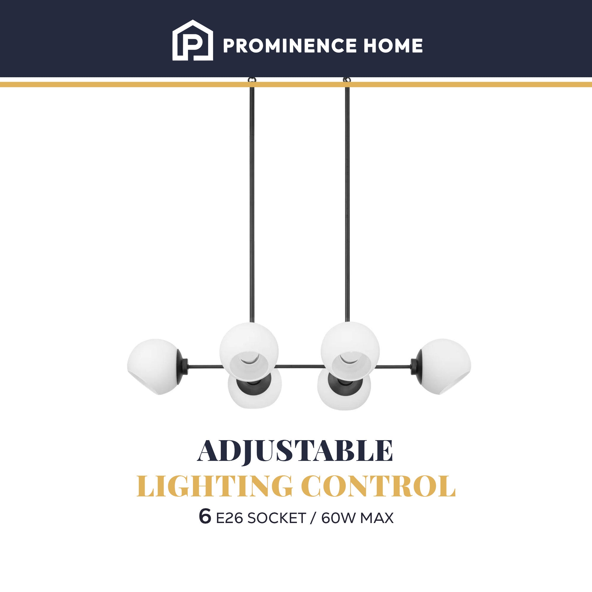 Prominence Home Stoll 6-Light Chandelier with Opal Glass Globes, Matte Black