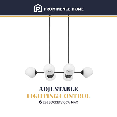 Prominence Home Stoll 6-Light Chandelier with Opal Glass Globes, Matte Black
