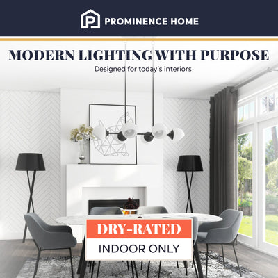 Prominence Home Stoll 6-Light Chandelier with Opal Glass Globes, Matte Black