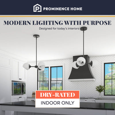 Prominence Home Stoll 3-Light Chandelier with Opal Glass Globes, Matte Black