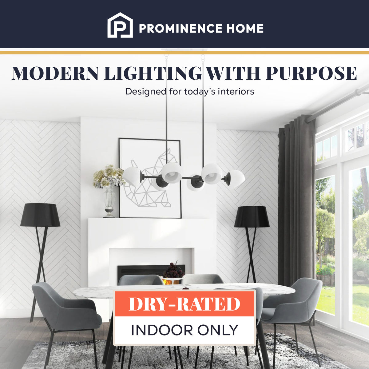 Prominence Home Stoll 6-Light Chandelier with Opal Glass Globes, Matte Black