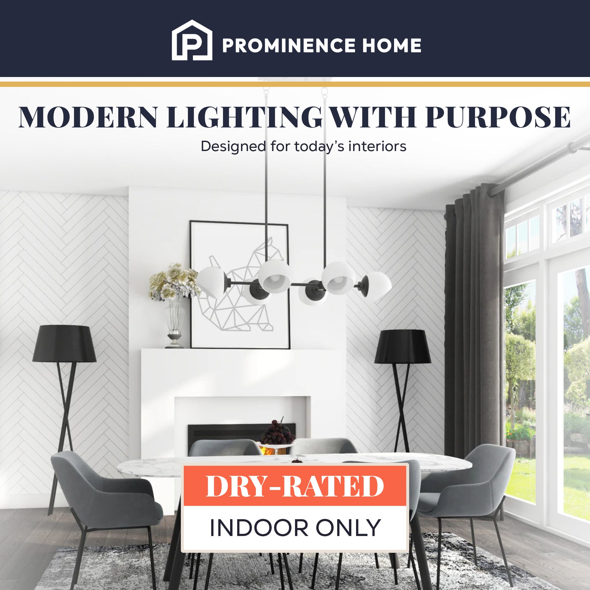 Prominence Home Stoll 6-Light Chandelier with Opal Glass Globes, Matte Black