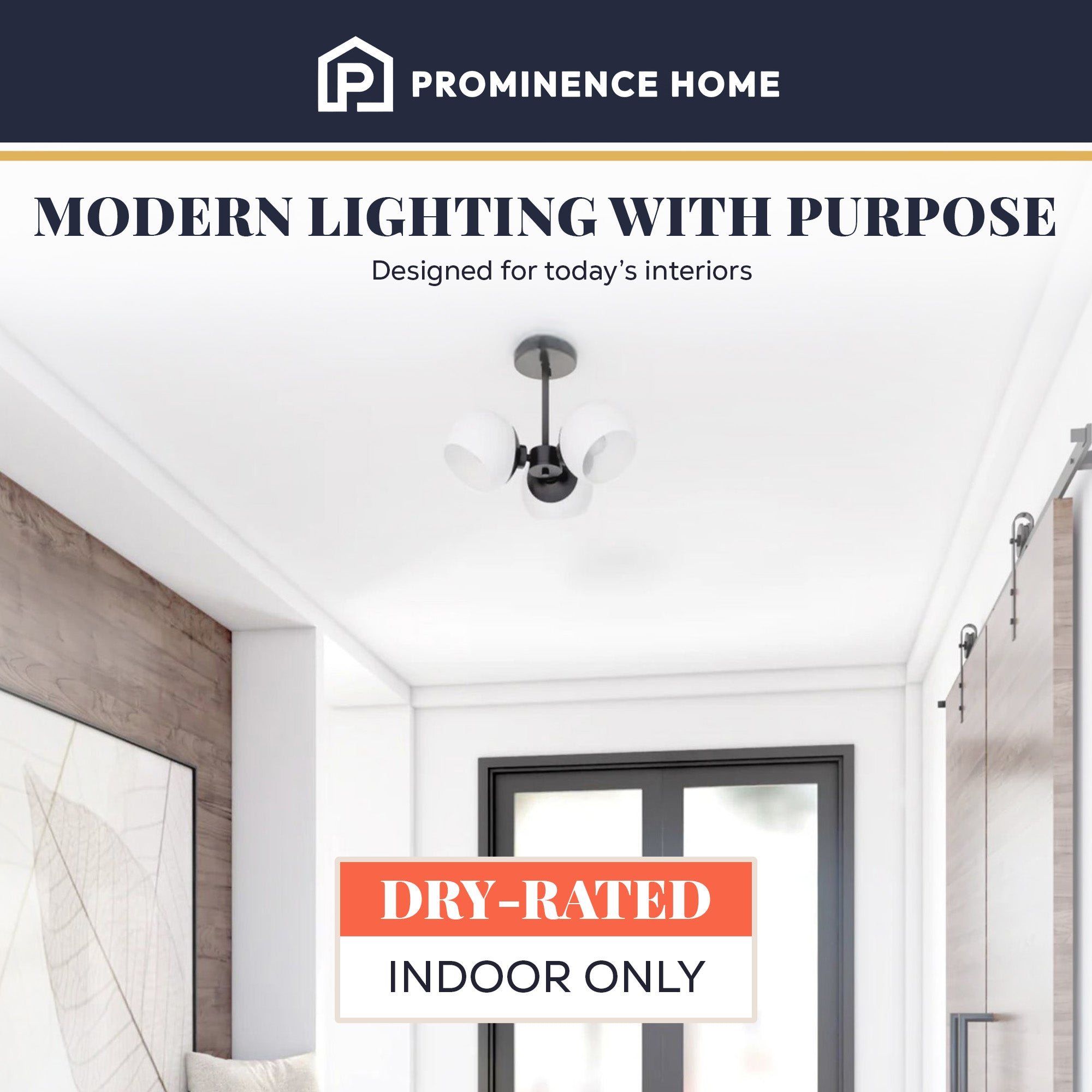 Prominence Home Stoll Semi-Flush 3-Light Chandelier with Opal Glass (Open Box)
