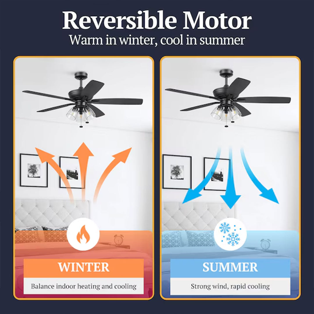 Prominence Home Glenmont 52" Indoor LED Ceiling Fan with Pull Chain, Matte Black