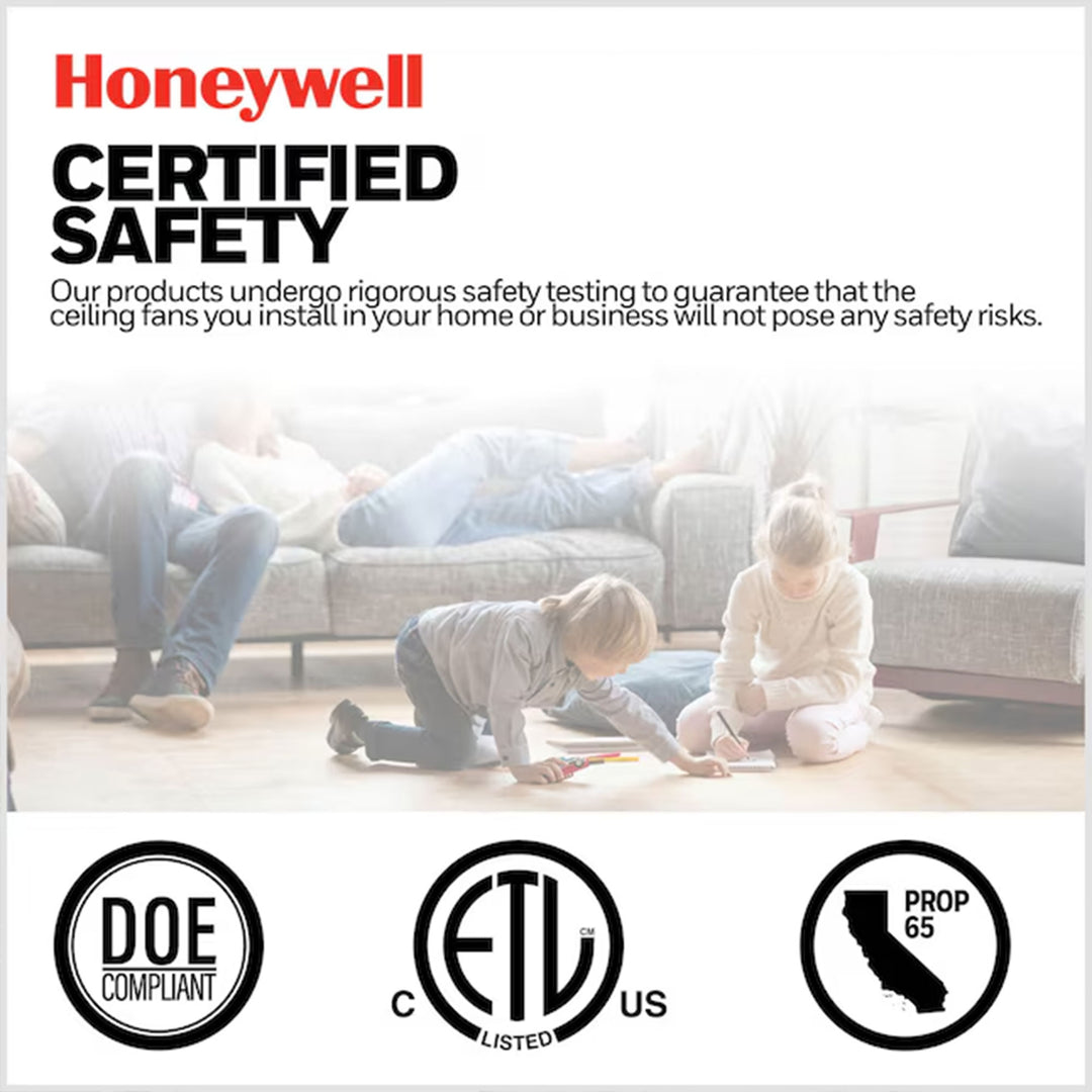 Honeywell Talbert Ceiling Fan, Color Changing LED and Remote, 70", Matte Black