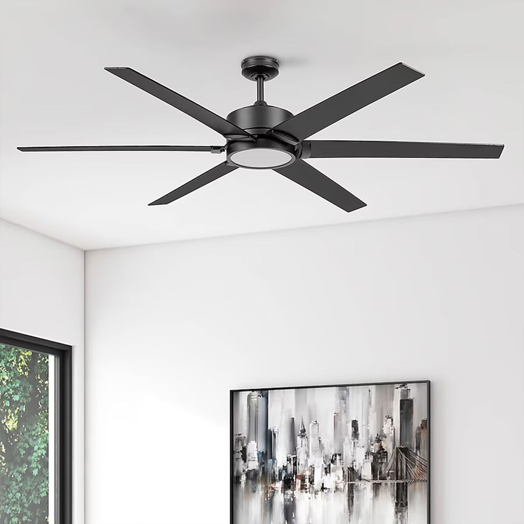 Honeywell Talbert Ceiling Fan, Color Changing LED and Remote, 70", Matte Black