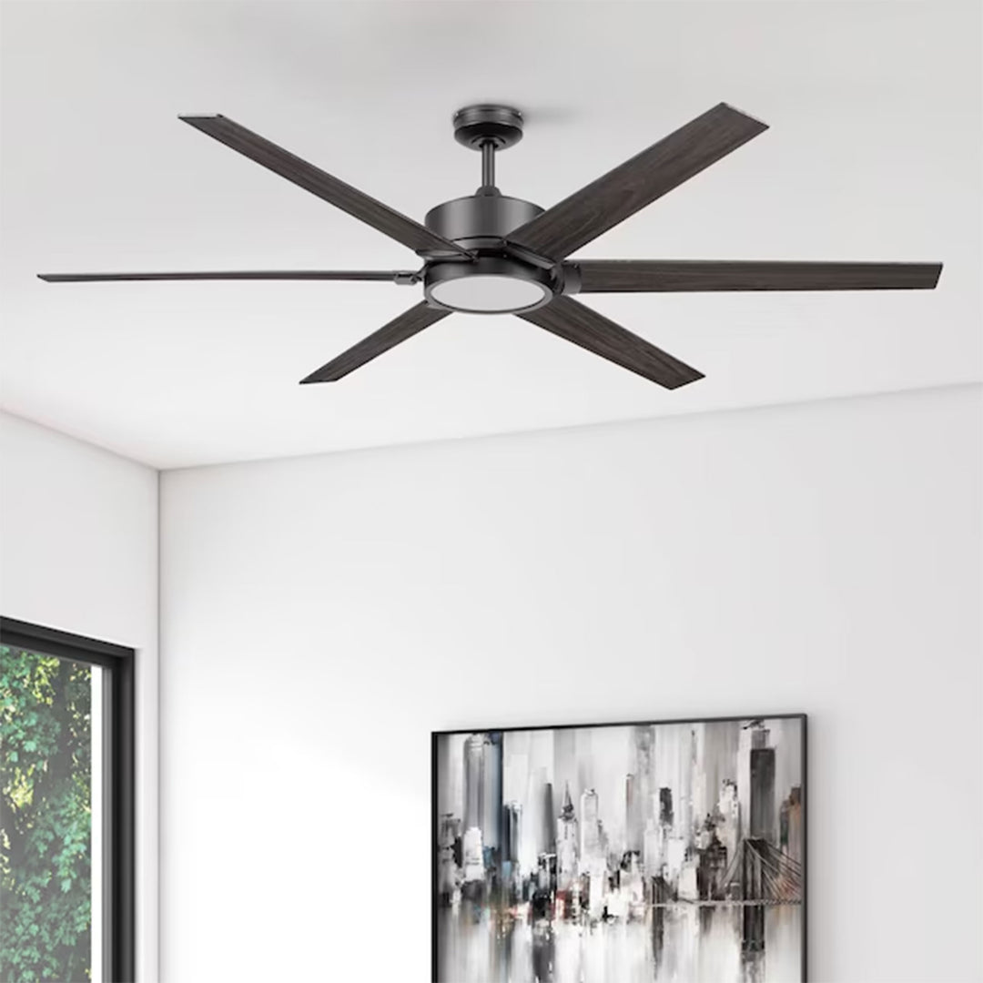 Honeywell Talbert Ceiling Fan, Color Changing LED and Remote, 70", Matte Black