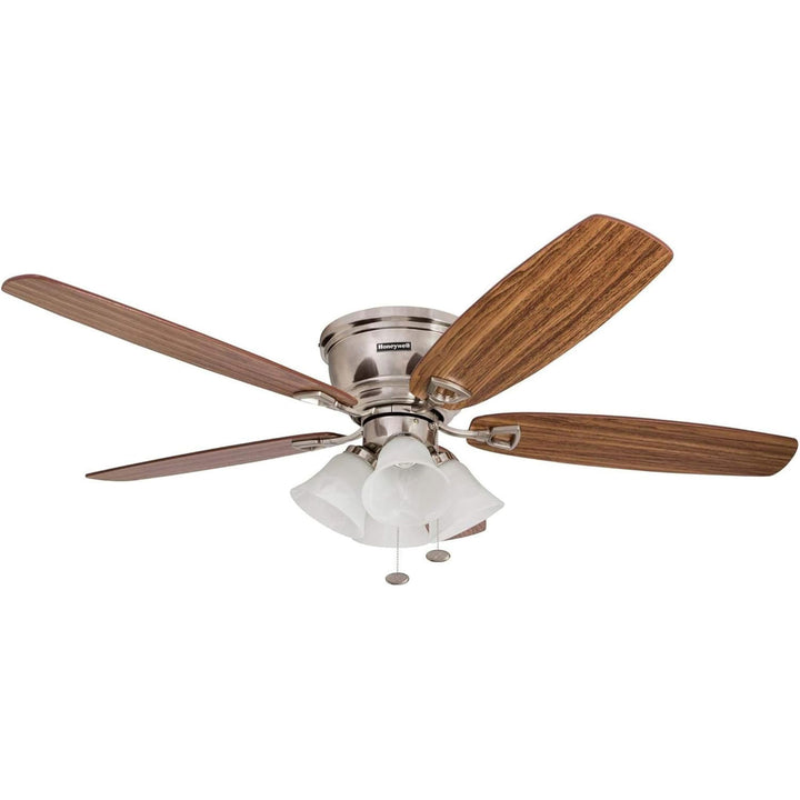 Honeywell Glen Alden 52 Inch Indoor Ceiling Fan with 4 Lights, Brushed Nickel