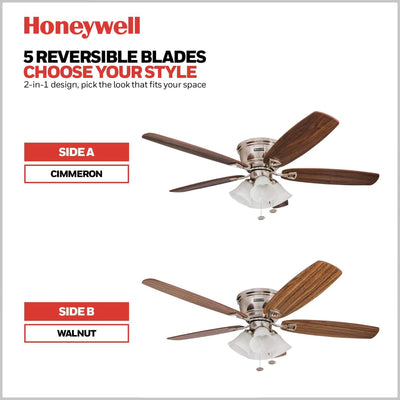 Honeywell Glen Alden 52 Inch Indoor Ceiling Fan with 4 Lights, (Open Box)