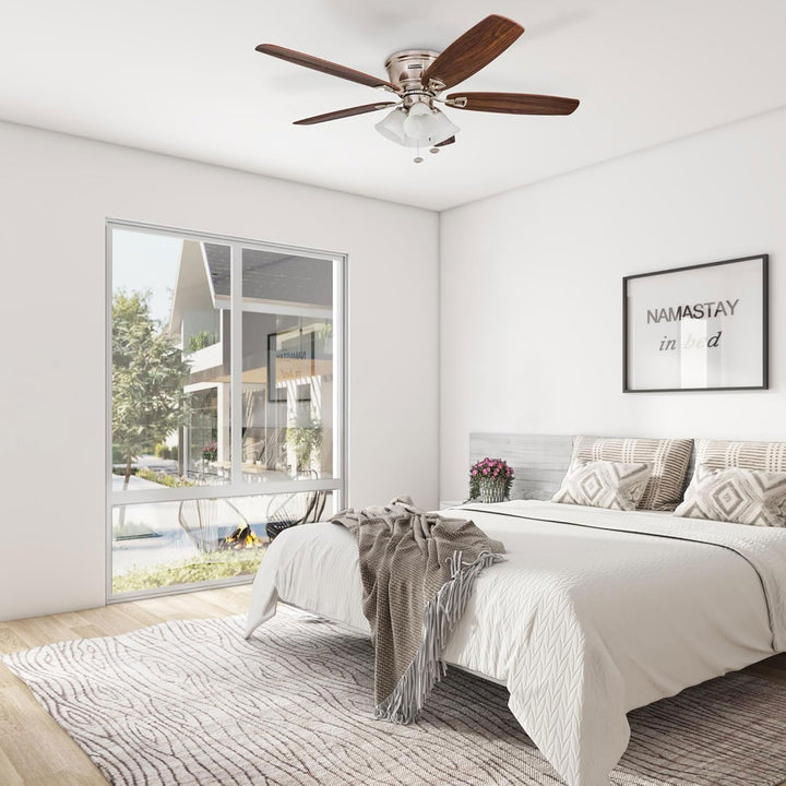 Honeywell Glen Alden 52 Inch Indoor Ceiling Fan with 4 Lights, Brushed Nickel