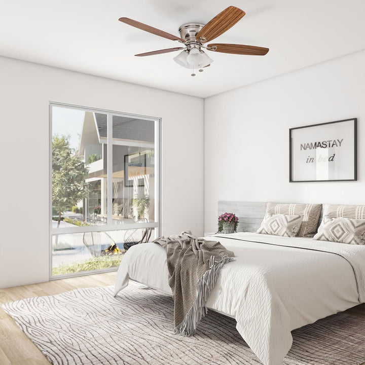 Honeywell Glen Alden 52 Inch Indoor Ceiling Fan with 4 Lights, Brushed Nickel