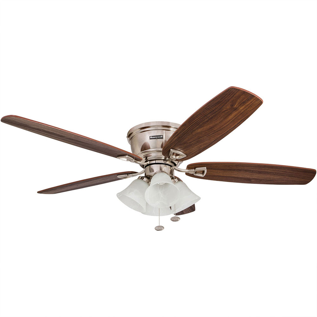 Honeywell Glen Alden 52 Inch Indoor Ceiling Fan with 4 Lights, Brushed Nickel