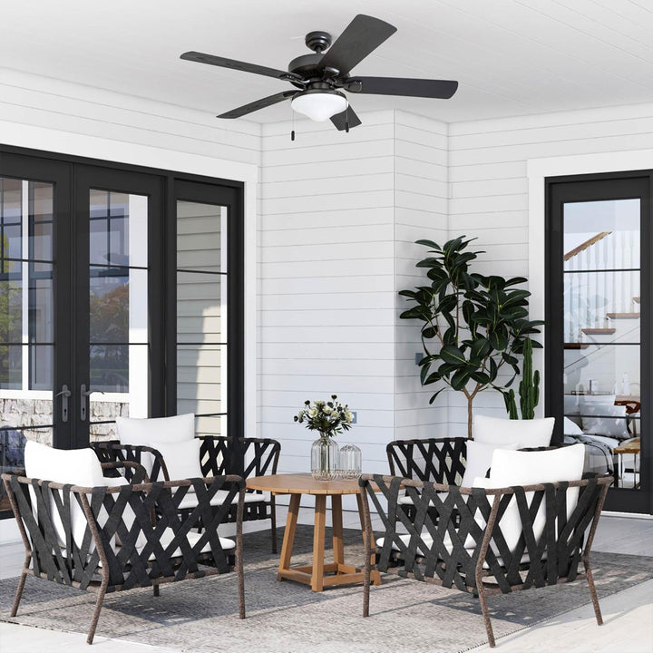 Honeywell Belmar 52 Inch Indoor Outdoor Ceiling Fan with Pull Chain, Bronze