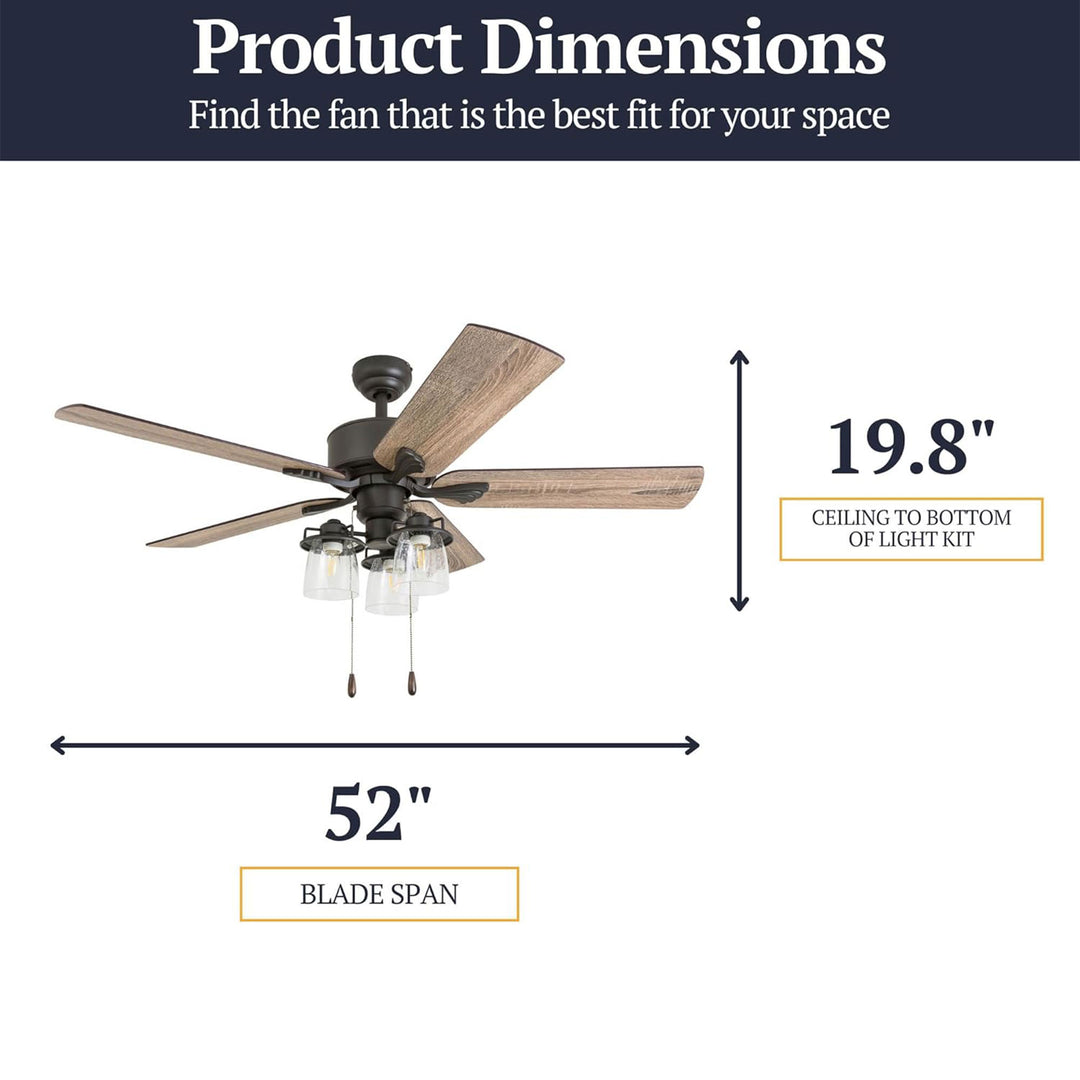 Prominence Home River Run 52" Farmhouse Ceiling Fan with Pull Chain, Bronze