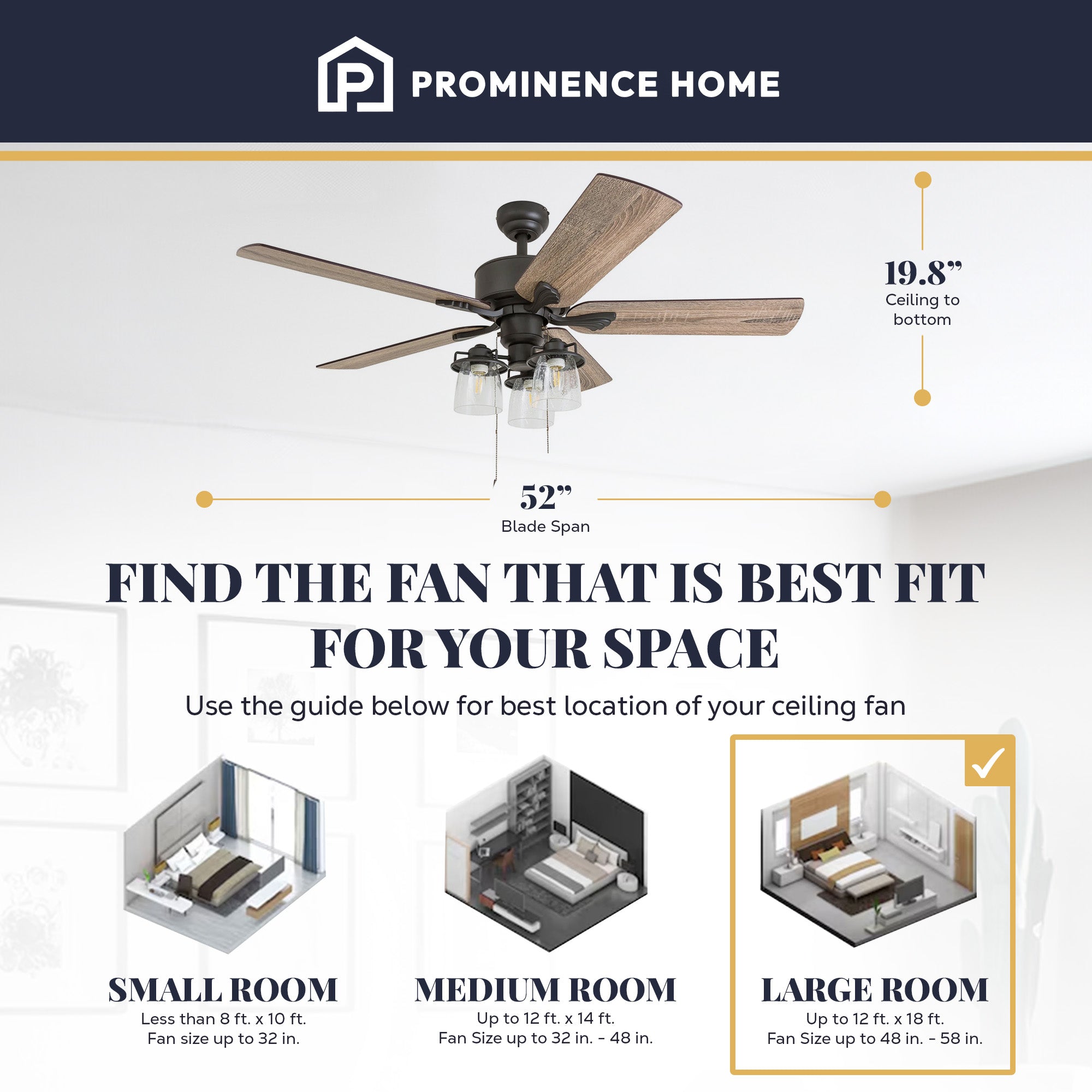 Prominence Home River Run 52" Farmhouse Ceiling Fan with Pull Chain, Bronze (For Parts)