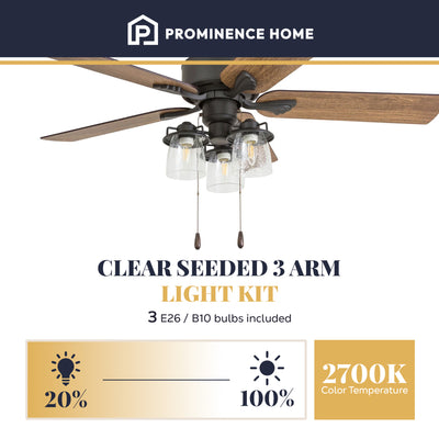 Prominence Home River Run 52" Farmhouse Ceiling Fan with Pull Chain, Bronze (For Parts)