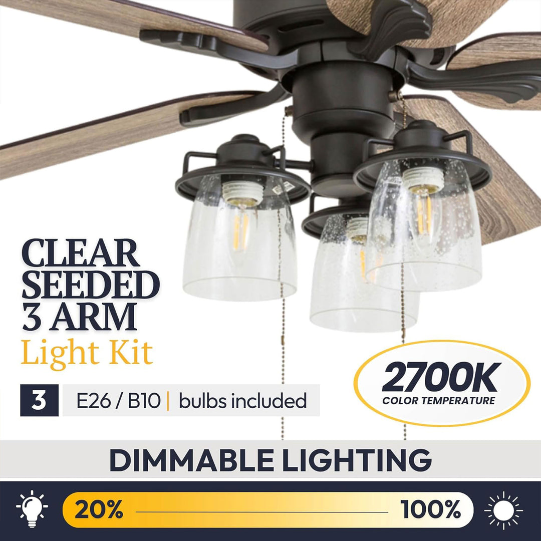 Prominence Home River Run 52" Farmhouse Ceiling Fan with Pull Chain, Bronze