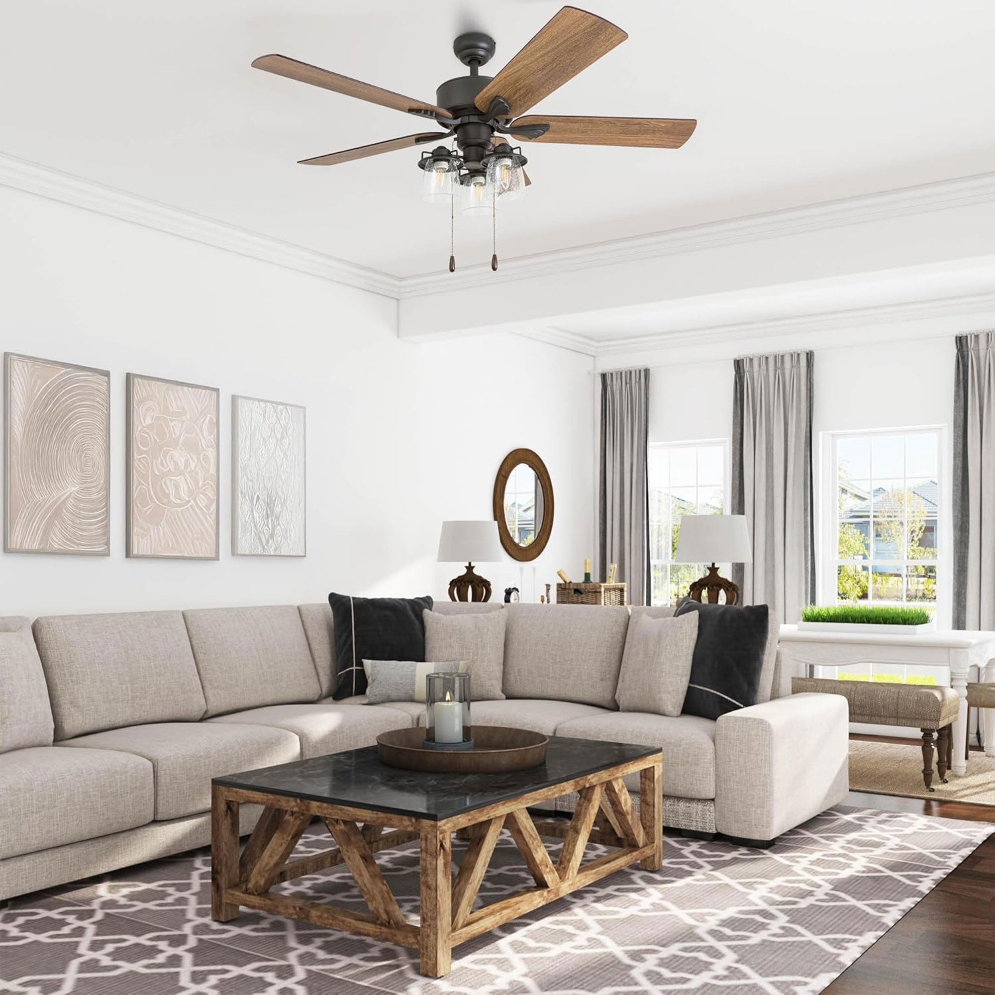 Prominence Home River Run 52" Farmhouse Ceiling Fan with Pull Chain (Open Box)