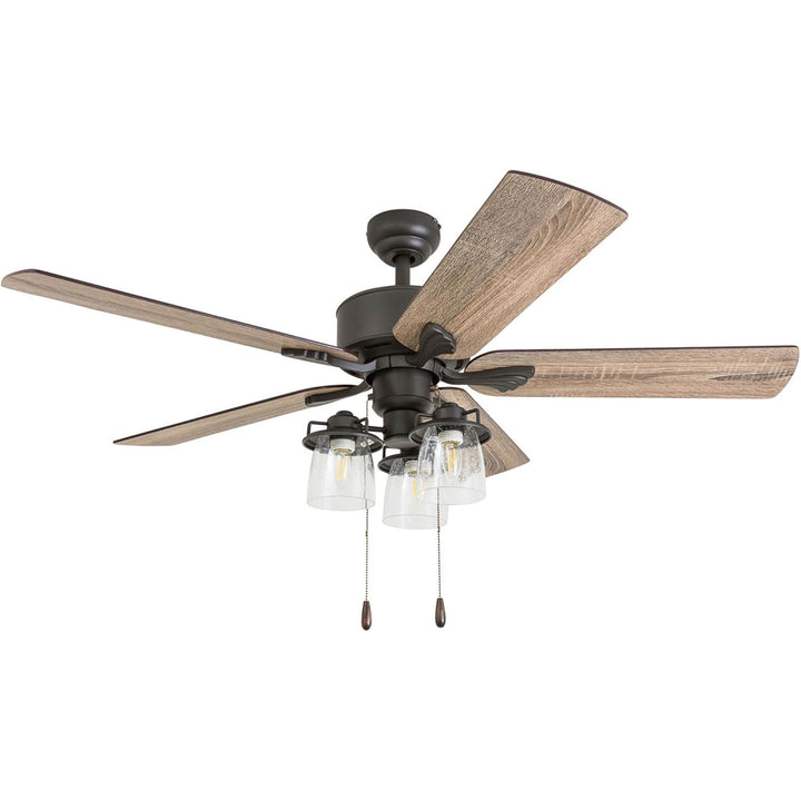 Prominence Home River Run 52" Farmhouse Ceiling Fan with Pull Chain, Bronze