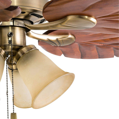 Honeywell Royal Palm 52" Tropical LED Ceiling Fan with Pull Chain, Aged Brass (For Parts)
