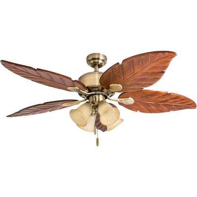 Honeywell Royal Palm 52" Tropical LED Ceiling Fan with Pull Chain, Aged Brass (For Parts)